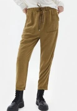 OXXOMID RISE BAGGY FIT - Tygbyxor - Antik Antique Bronze