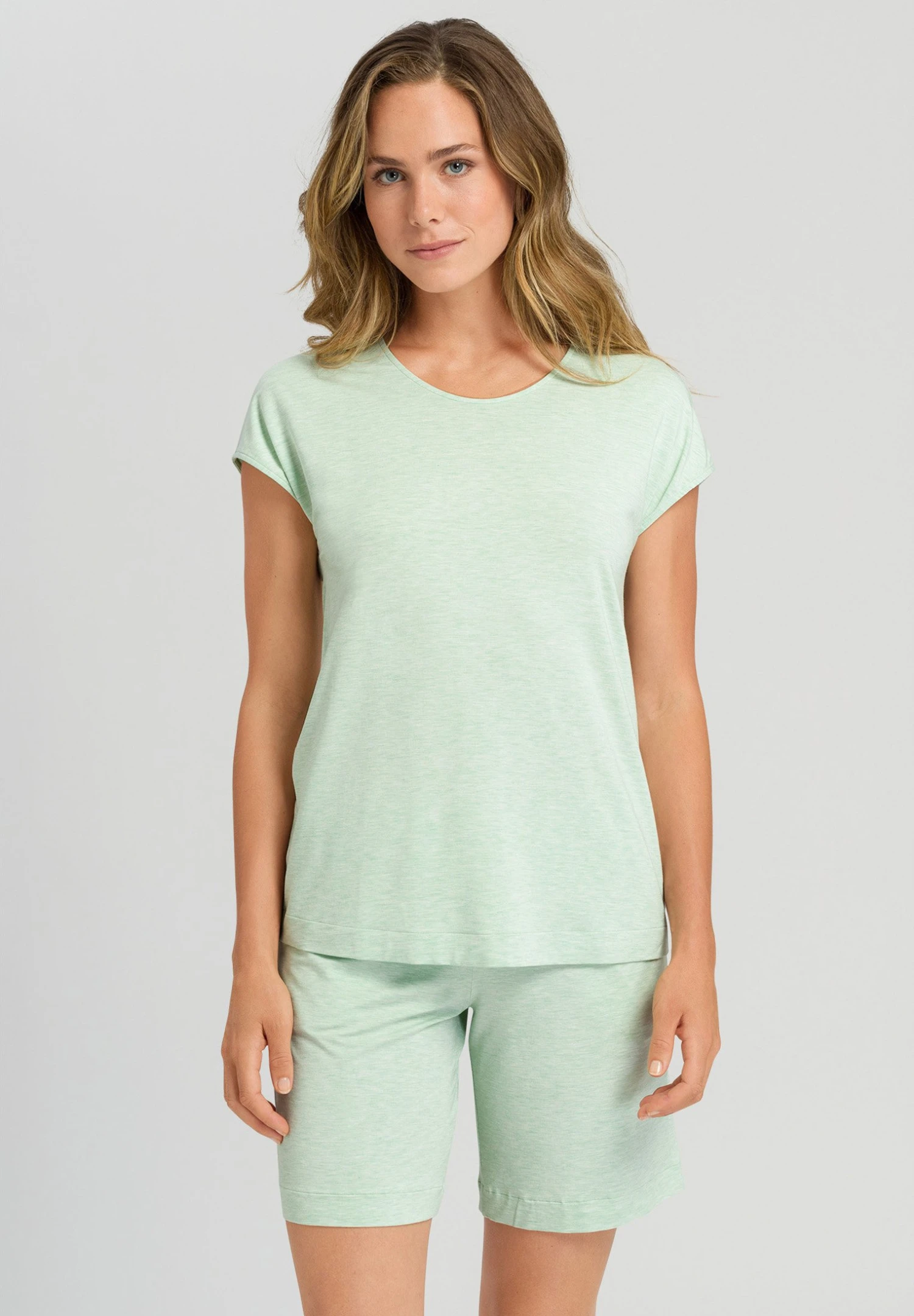 HanroNATURAL ELEGANCE - Pyjamasöverdel - Pistachio Melange 3 HanroNATURAL ELEGANCE - Pyjamasöverdel - Pistachio Melange