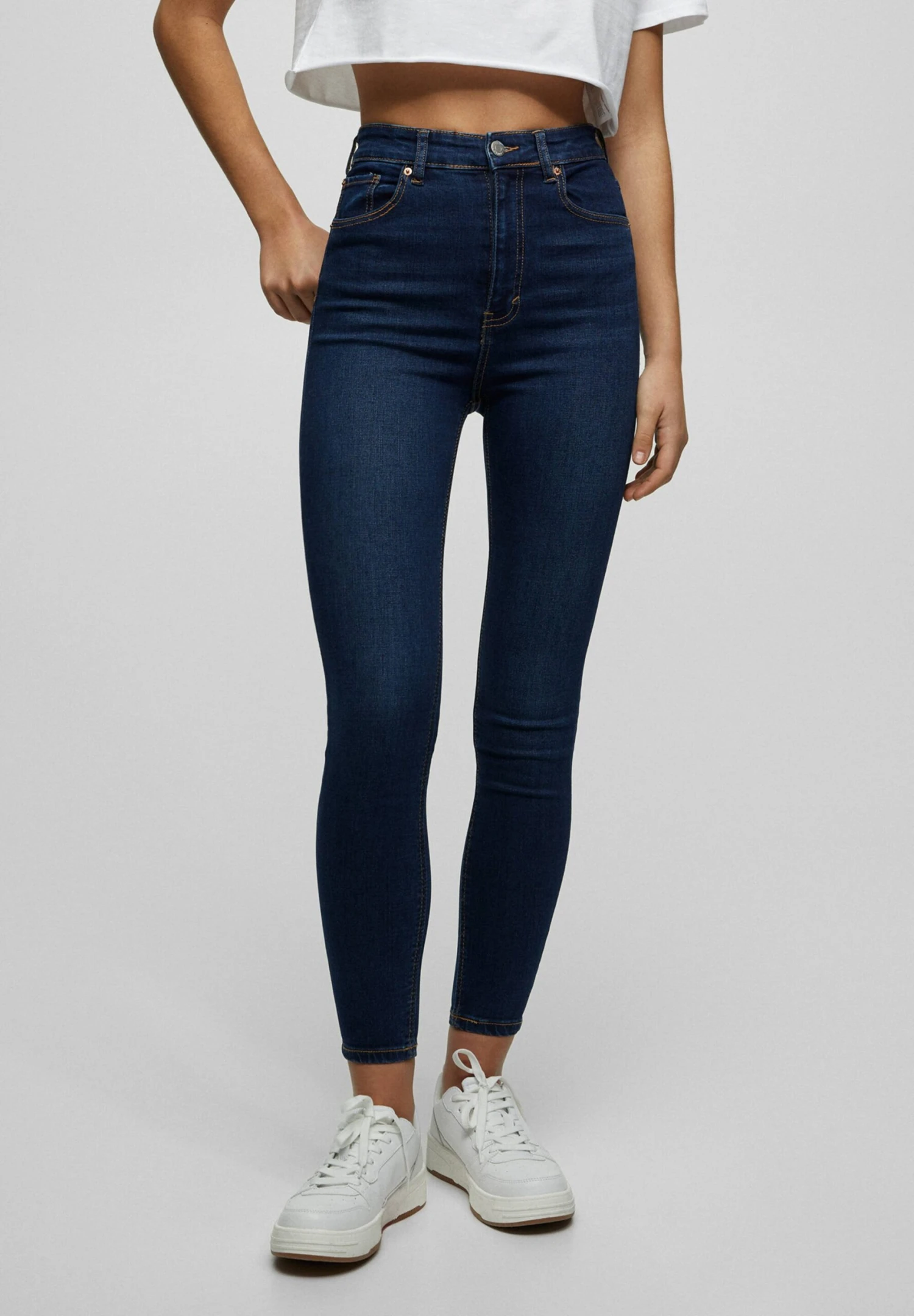 PULL & BEAR PULL&BEARWITH VERY HIGH WAIST - Jeans Skinny Fit - Dark Blue 3 PULL & BEAR PULL&BEARWITH VERY HIGH WAIST - Jeans Skinny Fit - Dark Blue