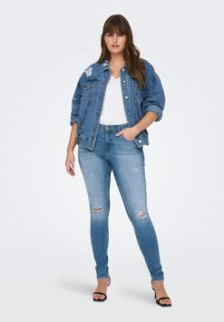 ONLY CarmakomaCARWILLY REG SK ANK ZIP TAI848 DEST - Jeans Slim Fit - Light Medium Blue Denim -Henry Tiger Butik 1e9066c7a08f48cbb5fbb952a8939d75