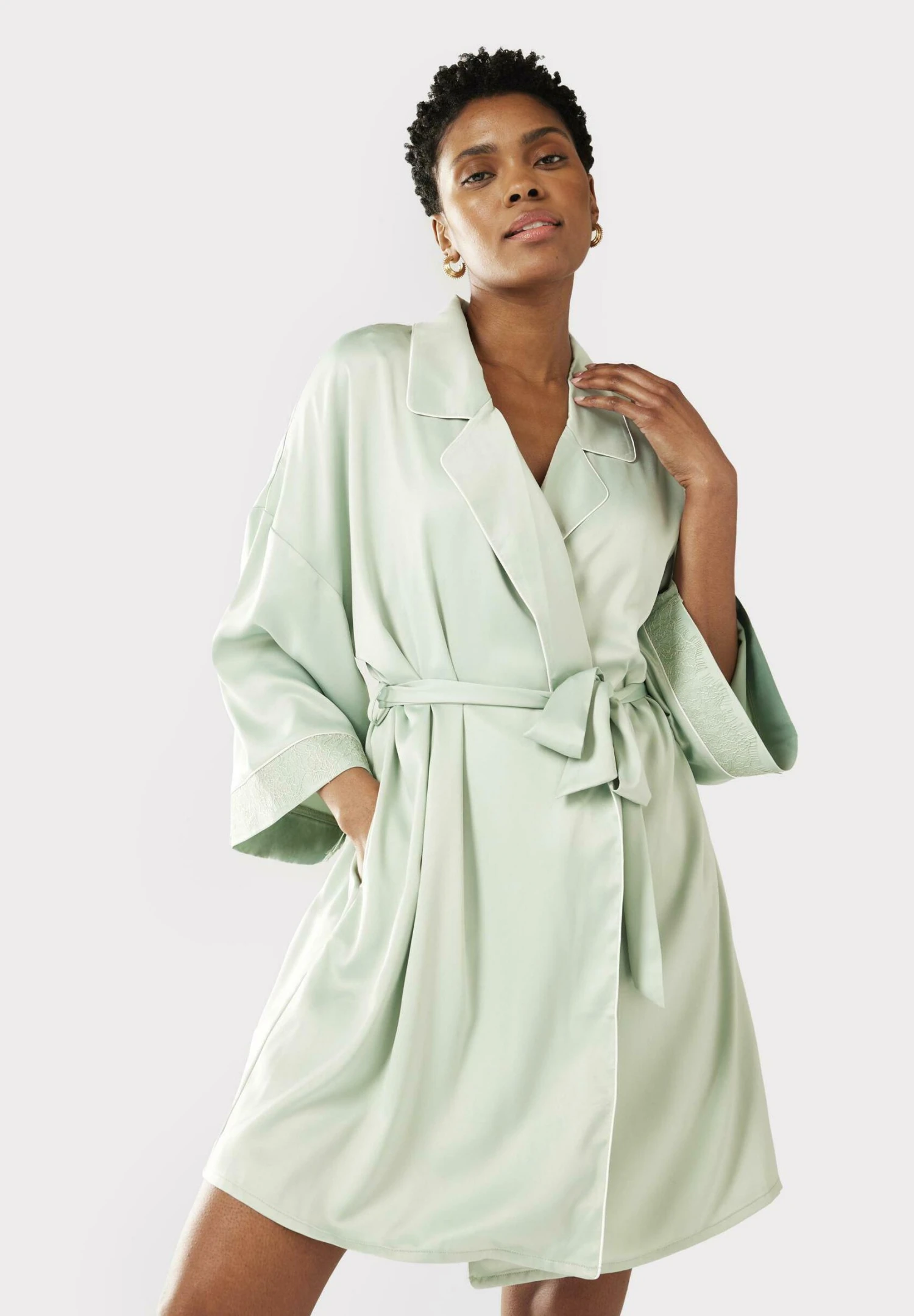 Chelsea PeersSAGE TRIM - Morgonrock - Green 3 Chelsea PeersSAGE TRIM - Morgonrock - Green