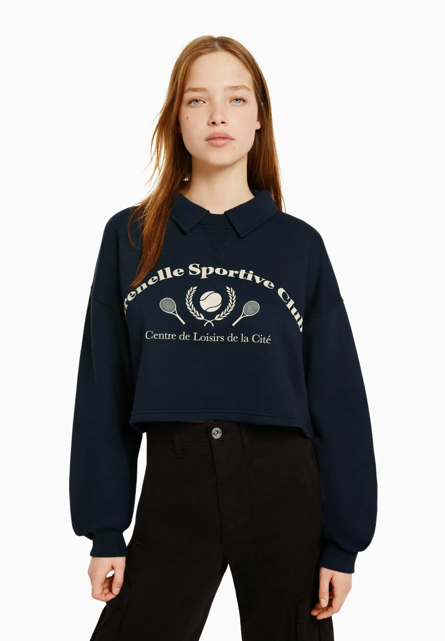 BershkaPRINT WITH COLLAR - Piké - Royal Blue 3 BershkaPRINT WITH COLLAR - Piké - Royal Blue