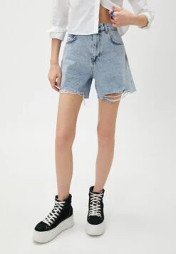 KotonPOCKET DETAIL DESTROYED - Jeansshorts - Light Indigo -Henry Tiger Butik 645a9a467a5d44b7989696c53f0aa715