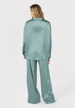 Chelsea PeersJACQUARD HEART OVERSIZED BUTTON UP LONG - Pyjamas - Teal -Henry Tiger Butik 649e1c601595499180655c9574b123c4