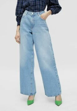 ONLYONLVELA HW EX WIDE DESTROY - Flared Jeans - Light Blue Denim