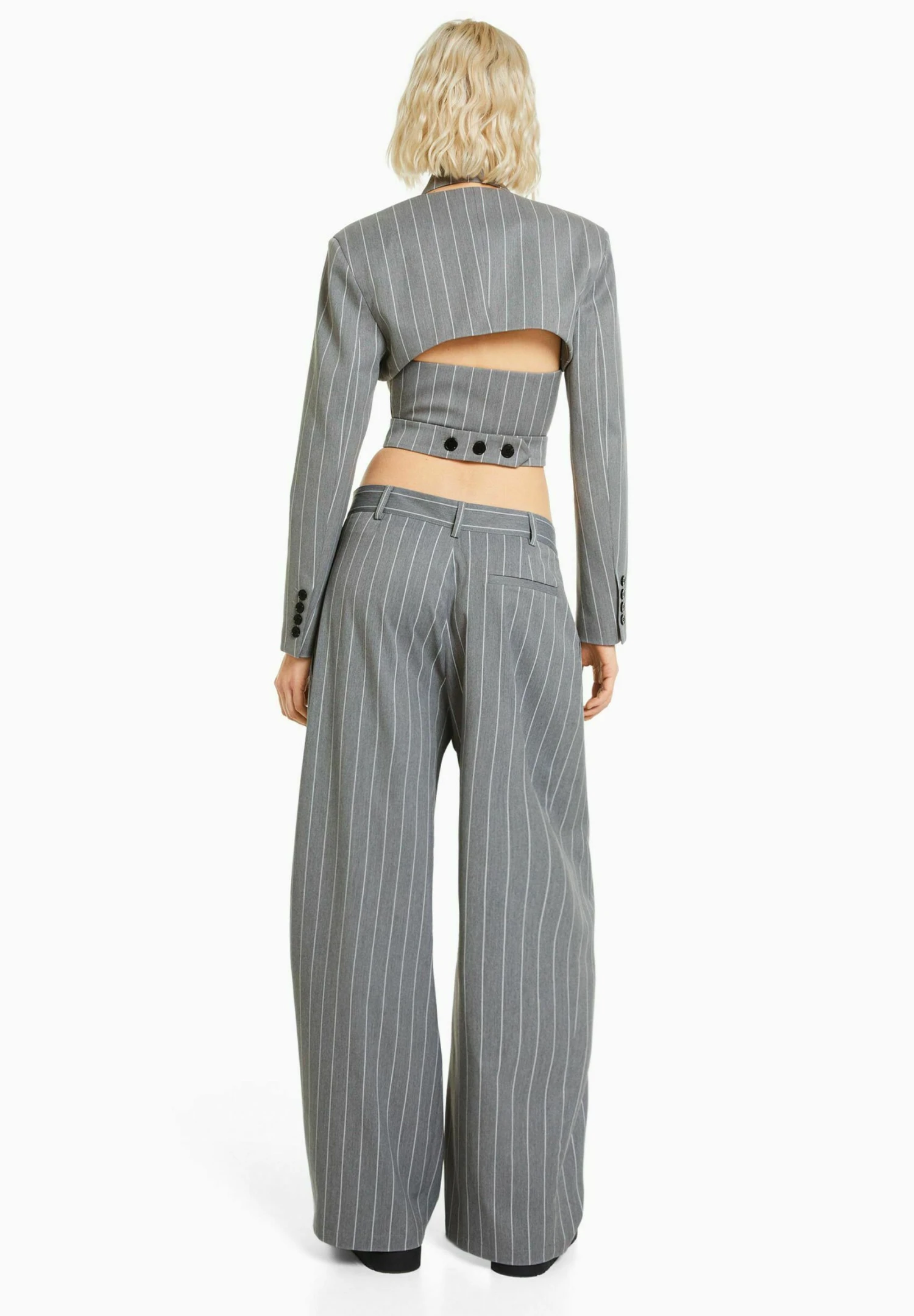 BershkaPINSTRIPE TAILORED - Tygbyxor - Mottled Grey 5 BershkaPINSTRIPE TAILORED - Tygbyxor - Mottled Grey - Bild 3