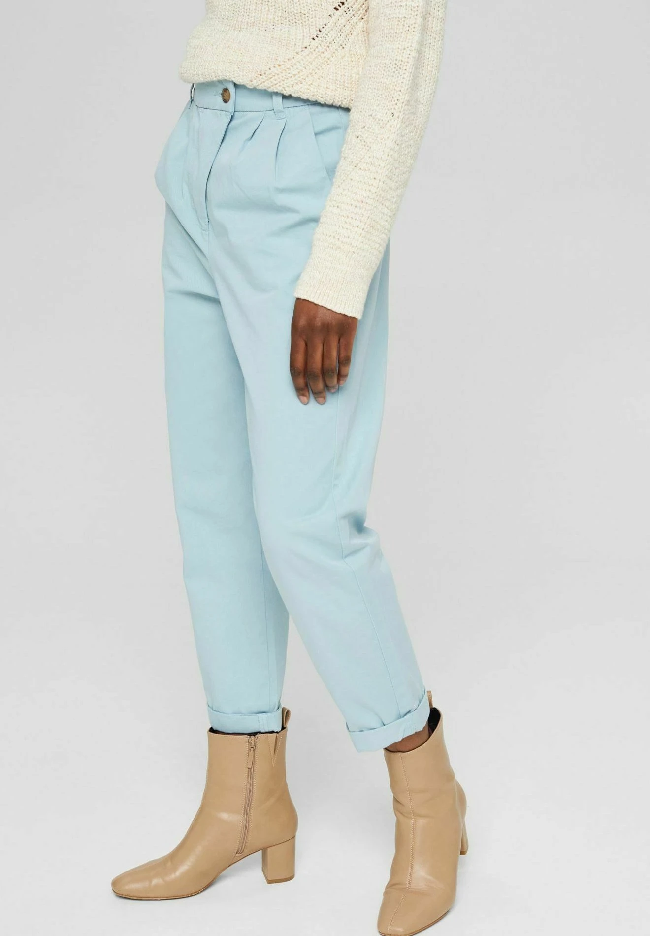 EspritWITH HIGH RISE WAIST - Chinos - Grey Blue 3 EspritWITH HIGH RISE WAIST - Chinos - Grey Blue