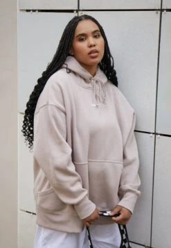 Nike SportswearW PHNX FLC OS PO - Luvtröja - Diffused Taupe/sail