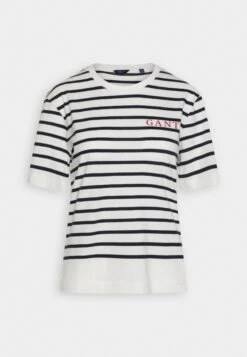 GANTLOGO STRIPED - T-shirt Med Print - Evening Blue -Henry Tiger Butik a704df84d20942f69adcdf34272b2ec8