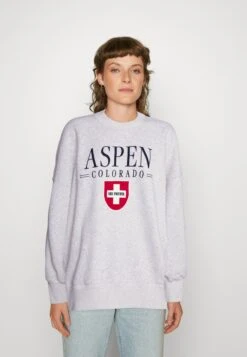 Abercrombie & FitchTHE SOFTAF MAX PATCH LONG SUNDAY CREW - Sweatshirt - Grey