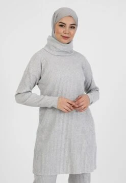 ModanisaUNLINED - POLO NECK - TAVIN SET - Stickad Tröja - Grey -Henry Tiger Butik cf79ad44bb9d4996aa7f2bb8034aeb2d