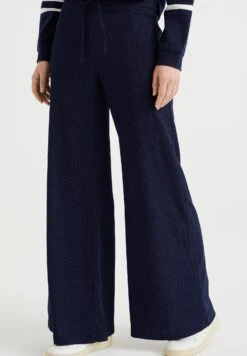 WE FashionWIDE LEG MET STRUCTUUR - Tygbyxor - Blue