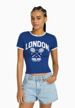 BershkaMOM FIT - Jeansshorts - Light Blue