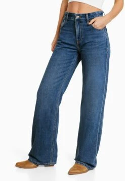 BershkaWIDE LEG 90S - Jeans Relaxed Fit - Dark Blue