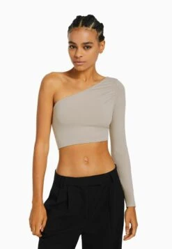 BershkaASYMMETRIC - Långärmad Tröja - Sand